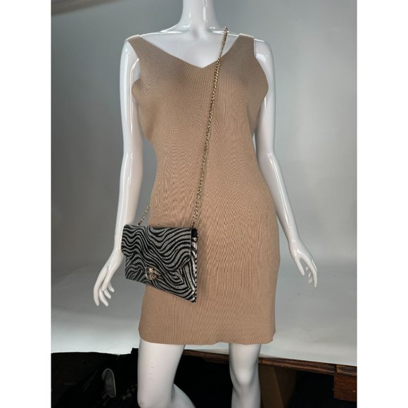 A Touch of Style Zebra Pattern Clutch with Gem Closure and Removable Chain Strap - Picture 6 of 16